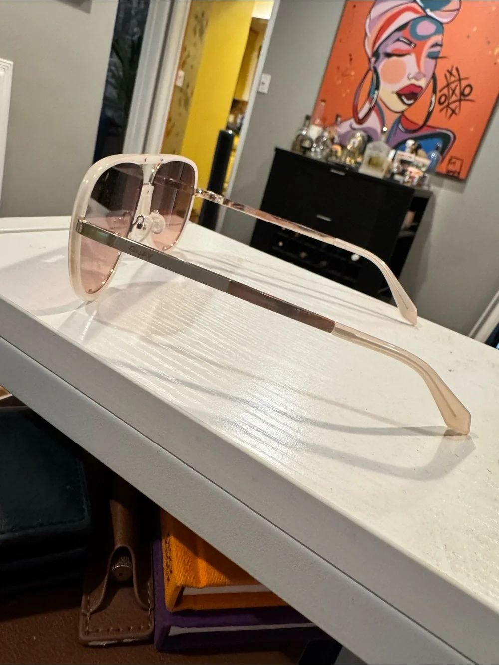 Quay “HIGH PROFILE” aviators in “bone” - GREAT condition
